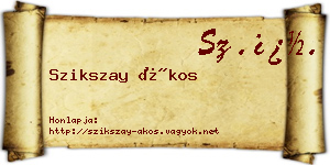 Szikszay Ákos névjegykártya